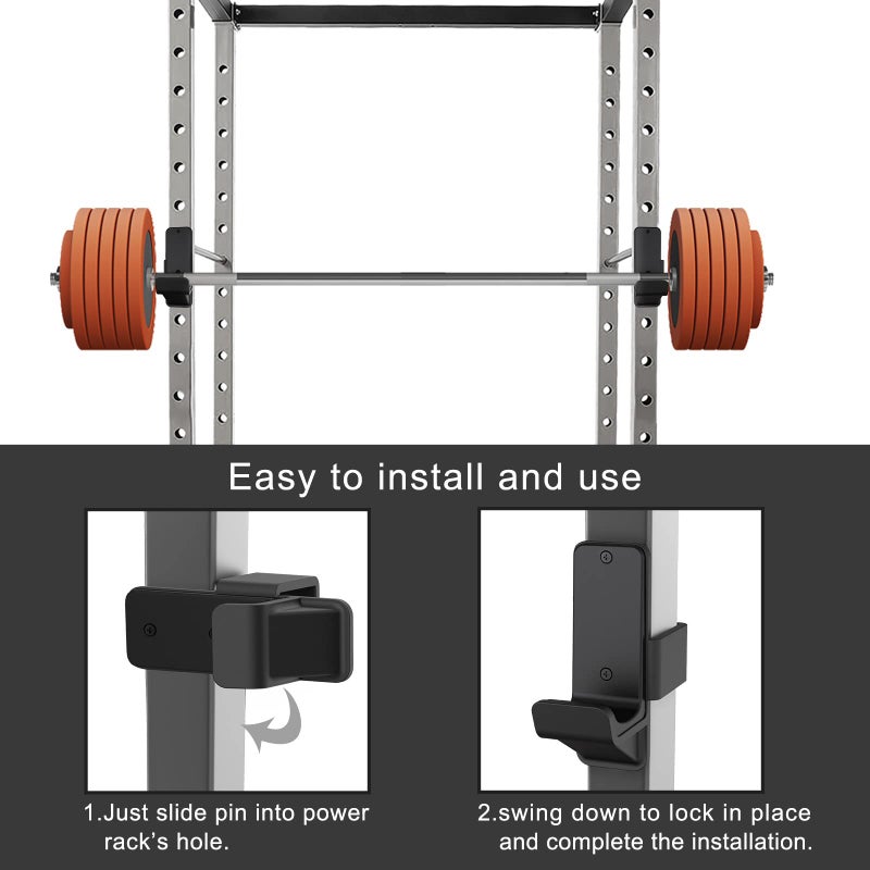 Kipika J-Hooks for Power Rack - Heavy Duty Steel Hooks with Rubber Pads - Fits 2""x2"" Square Tube with 1/2"" Hole - Set of 2 - Image 5